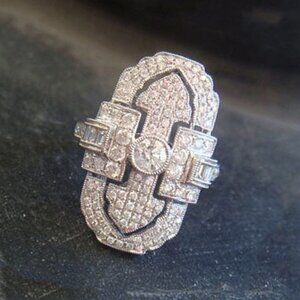 Fashionable 925 Silver Plated CZ Wedding Ring for Women, FB16FA1033